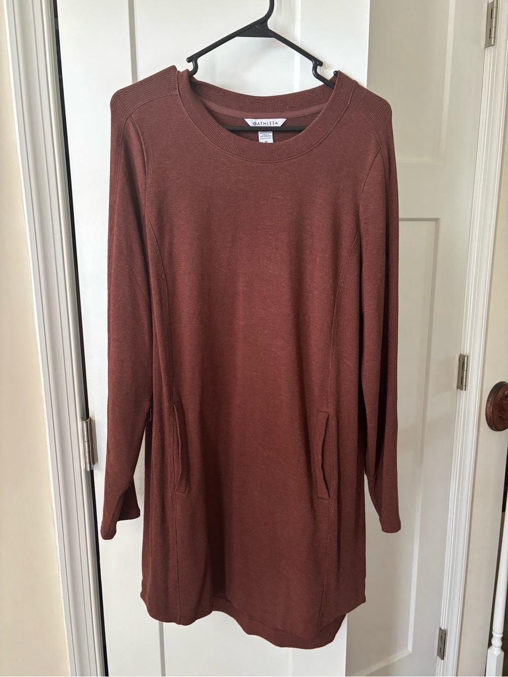 Athleta Cozy Tunic Sweatshirt Dress - Rust Brown